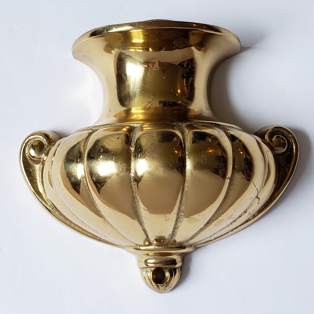 Vintage Heavy Brass Wall Metal Hanging Planter